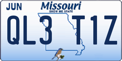 MO license plate QL3T1Z
