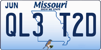 MO license plate QL3T2D