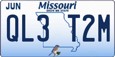 MO license plate QL3T2M