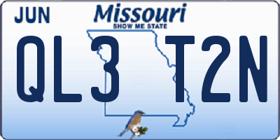MO license plate QL3T2N