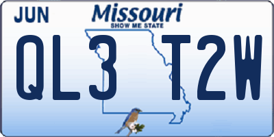 MO license plate QL3T2W