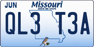 MO license plate QL3T3A
