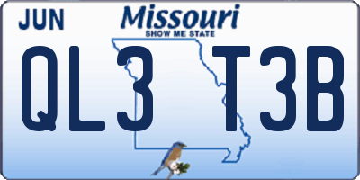 MO license plate QL3T3B