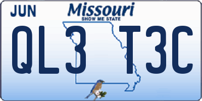 MO license plate QL3T3C