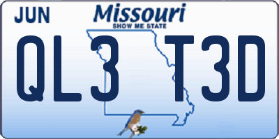 MO license plate QL3T3D