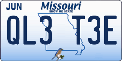 MO license plate QL3T3E