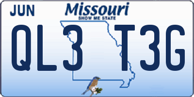 MO license plate QL3T3G