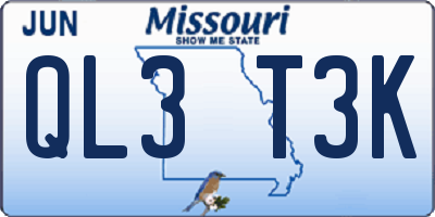 MO license plate QL3T3K