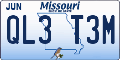 MO license plate QL3T3M