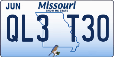 MO license plate QL3T3O