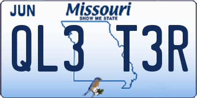 MO license plate QL3T3R