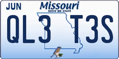 MO license plate QL3T3S