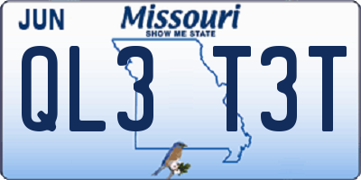 MO license plate QL3T3T
