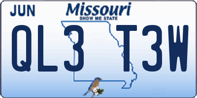 MO license plate QL3T3W