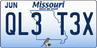MO license plate QL3T3X