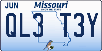 MO license plate QL3T3Y