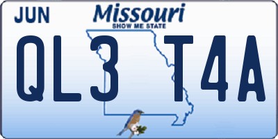 MO license plate QL3T4A