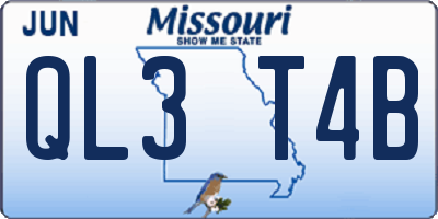 MO license plate QL3T4B