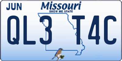 MO license plate QL3T4C