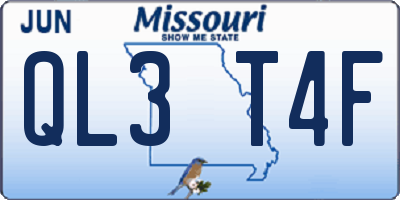 MO license plate QL3T4F