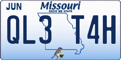 MO license plate QL3T4H
