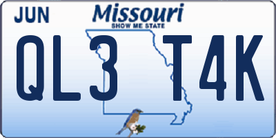 MO license plate QL3T4K