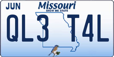 MO license plate QL3T4L