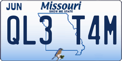 MO license plate QL3T4M