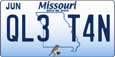 MO license plate QL3T4N