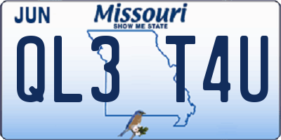 MO license plate QL3T4U