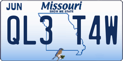 MO license plate QL3T4W