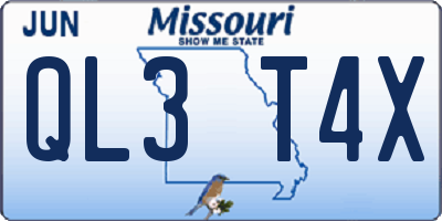 MO license plate QL3T4X