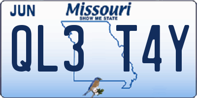 MO license plate QL3T4Y