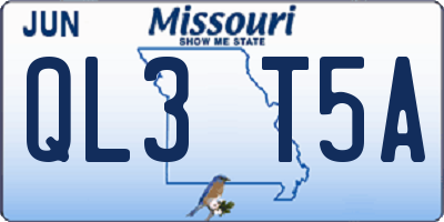 MO license plate QL3T5A