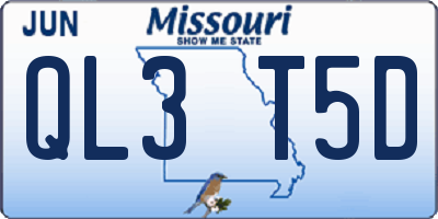 MO license plate QL3T5D