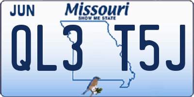 MO license plate QL3T5J