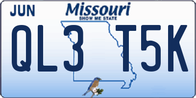 MO license plate QL3T5K