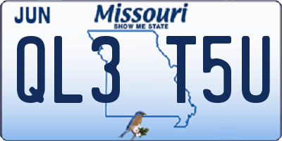 MO license plate QL3T5U