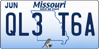 MO license plate QL3T6A