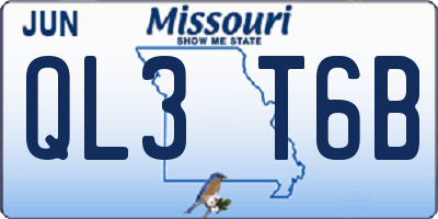 MO license plate QL3T6B