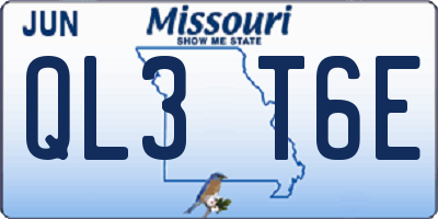 MO license plate QL3T6E