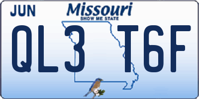 MO license plate QL3T6F