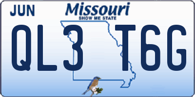 MO license plate QL3T6G