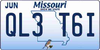 MO license plate QL3T6I