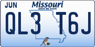 MO license plate QL3T6J