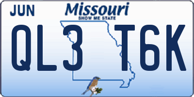 MO license plate QL3T6K
