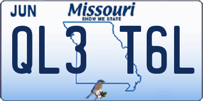 MO license plate QL3T6L
