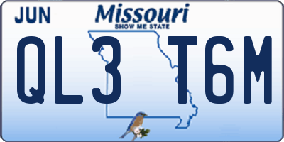 MO license plate QL3T6M