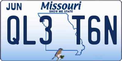 MO license plate QL3T6N
