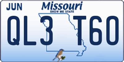 MO license plate QL3T6O